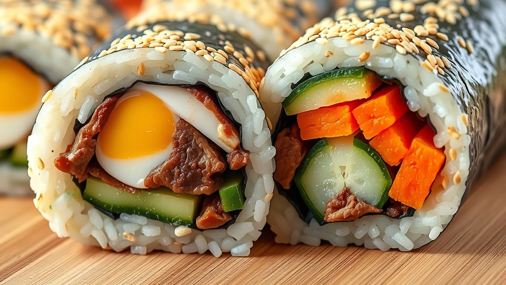 밥 양념 및 속 재료 준비 (realistic 스타일)