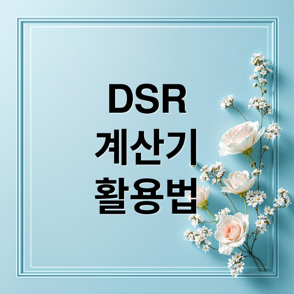 DSR
계산기
활용법 (DSR 계산기)