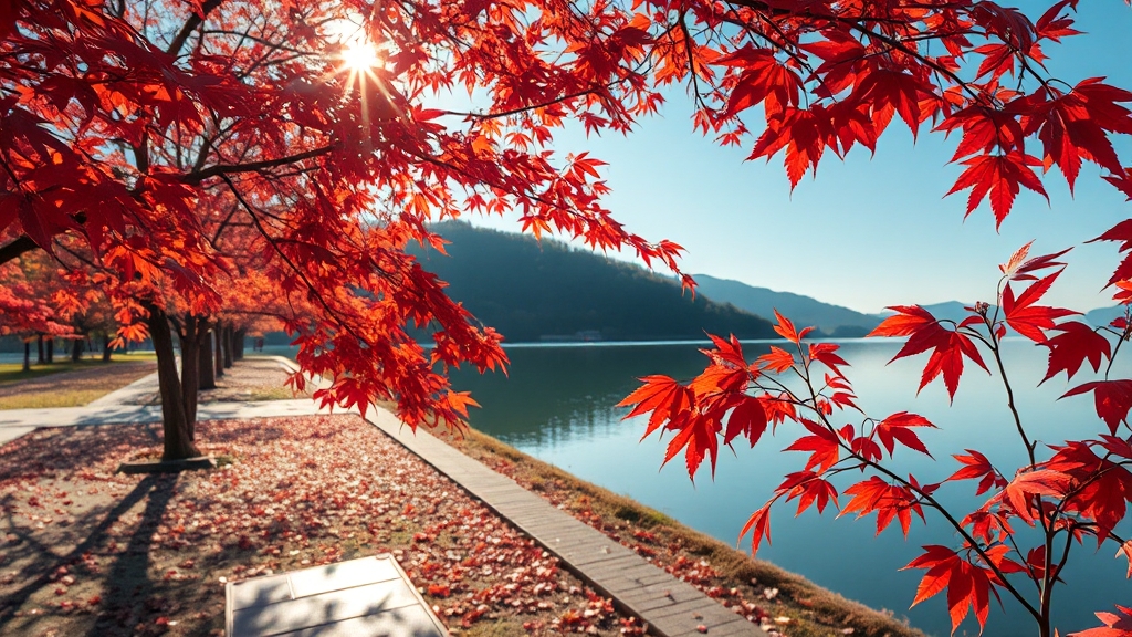 단풍 명소 베스트 코스 (realistic 스타일)