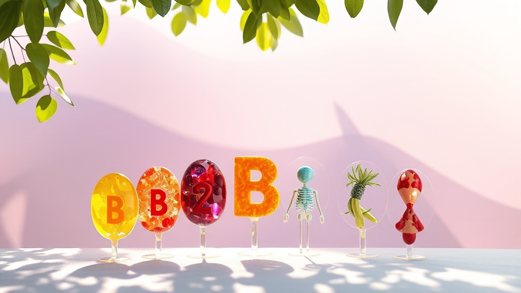 비타민 B군 종류별 효능 (realistic 스타일)