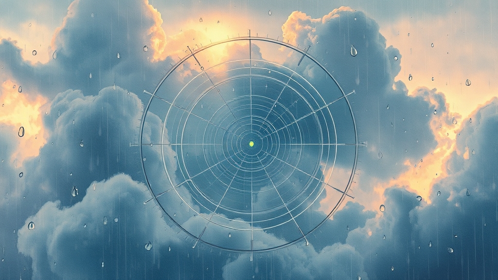 기상레이더의 원리 및 한계 (watercolor 스타일)