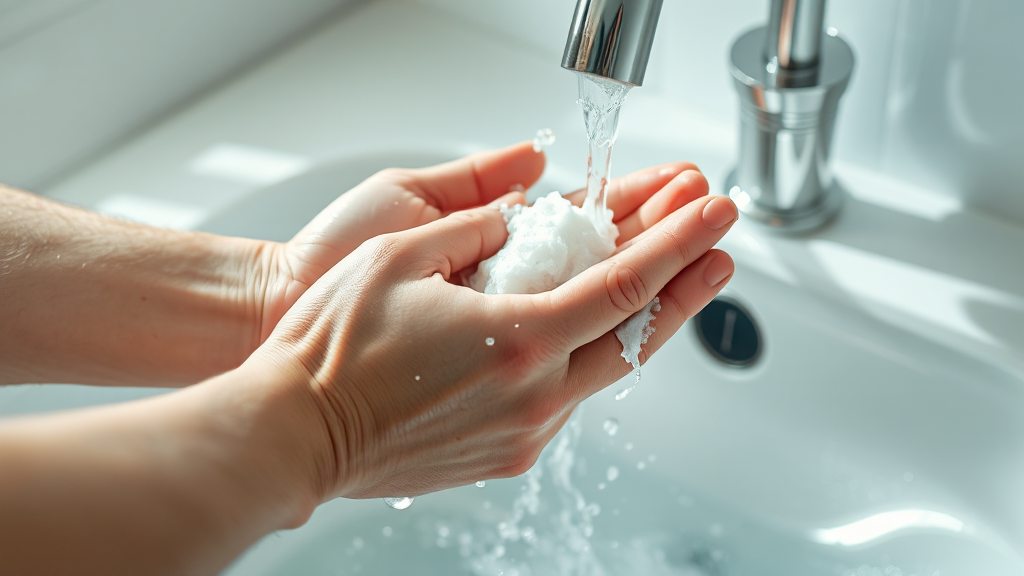 감기 예방 첫걸음, 손 씻기! (realistic 스타일)