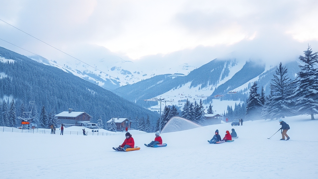 기후 변화와 스키장의 미래 (watercolor 스타일)