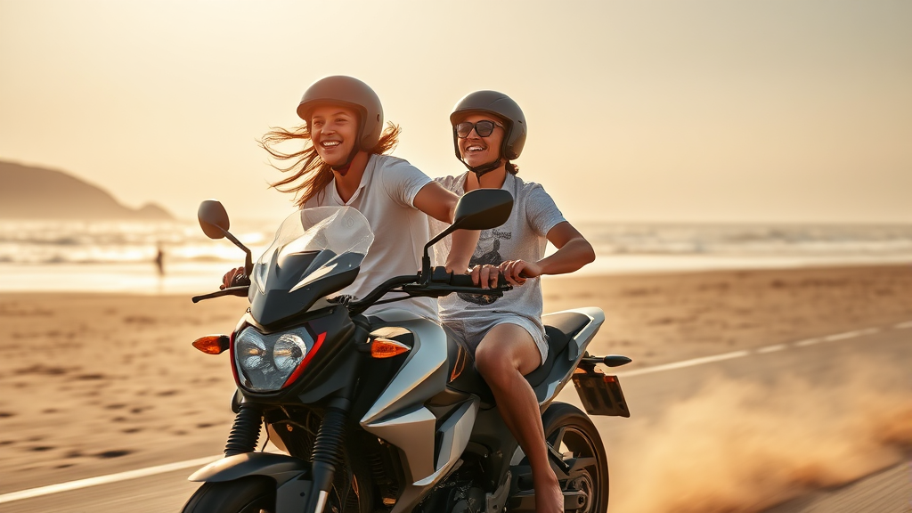 우도 드라이브 추억 만들기: 친구와 함께하는 신나는 여행 (realistic 스타일)