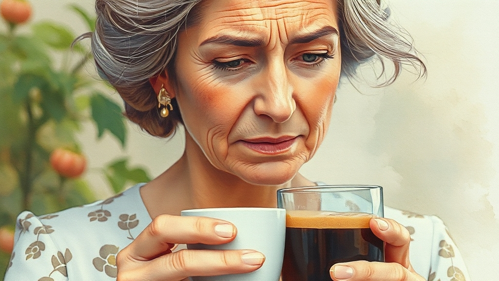 커피와 치아 시림 원인 (watercolor 스타일)