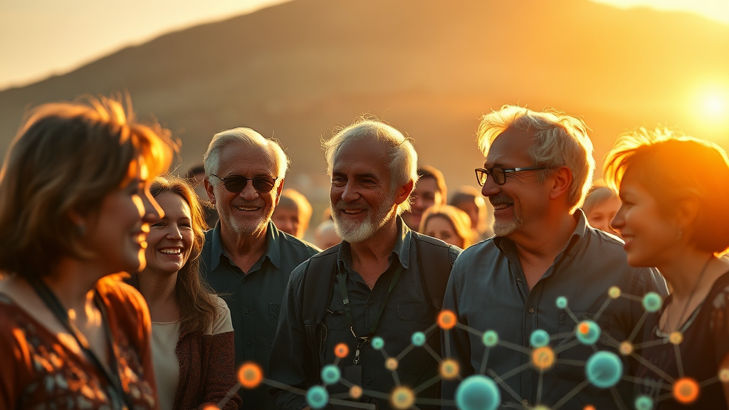 치매 예방의 숨겨진 열쇠: 사회적 관계와 소통 (realistic 스타일)