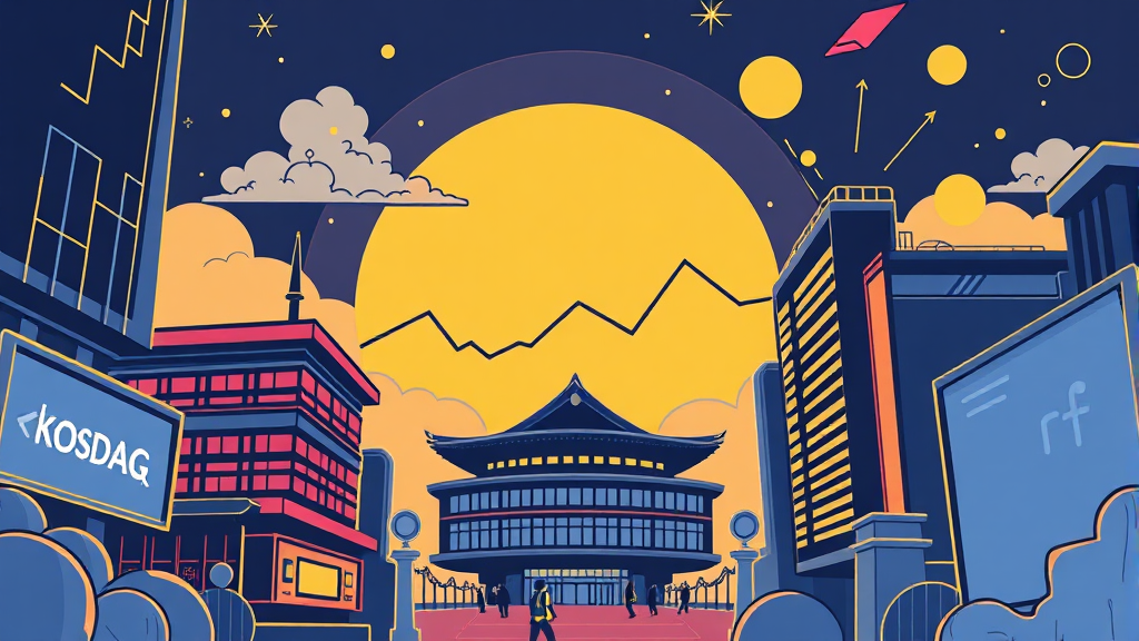 액티브 ETF vs 패시브 ETF: 코스닥 시장에서의 차이점 (illustration 스타일)