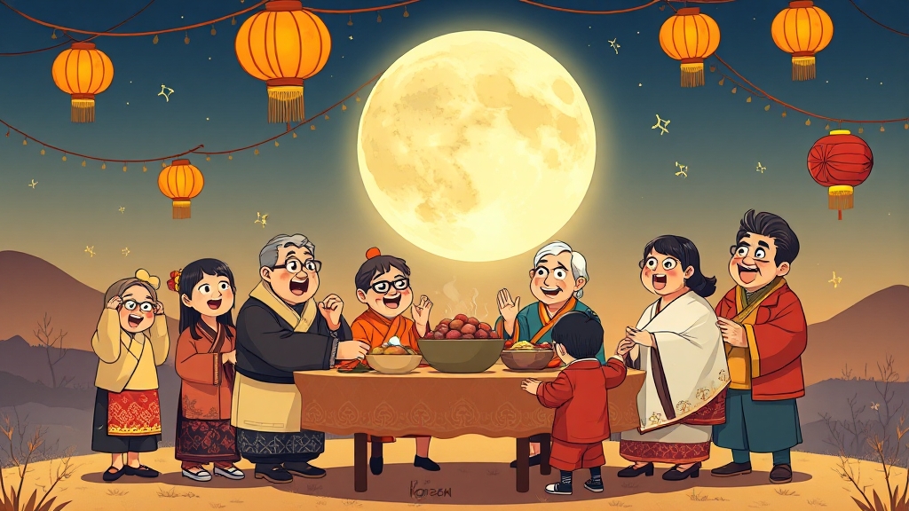 추석의 의미와 인사말의 중요성 (cartoon 스타일)