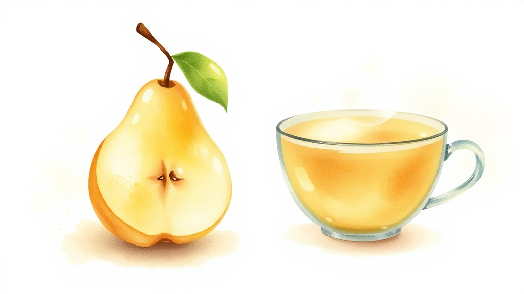 배, 기관지에 좋은 이유와 섭취 방법 (watercolor 스타일)