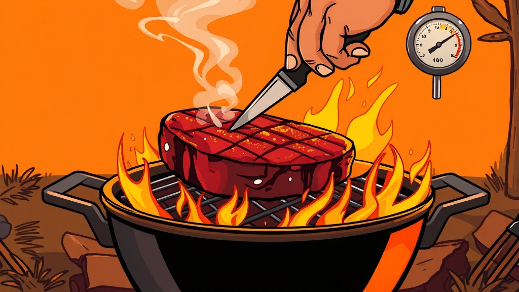 불맛 스테이크 완벽 굽기 (cartoon 스타일)