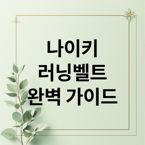 나이키
러닝벨트
완벽 가이드 (나이키 러닝벨트)