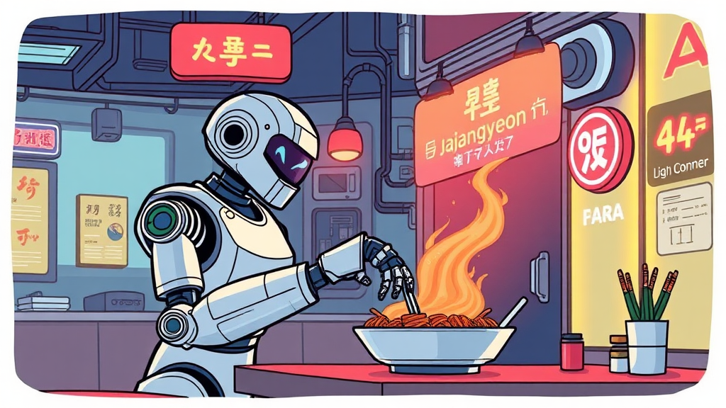 로봇 식당 위치 및 정보 (cartoon 스타일)