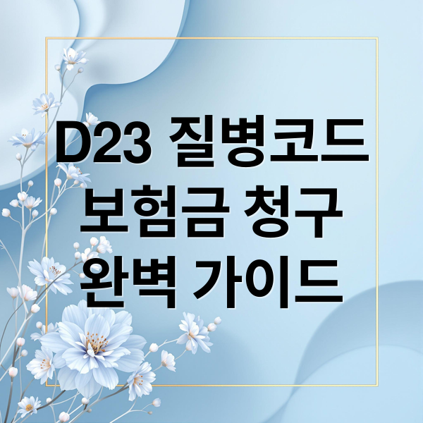 D23 질병코드
보험금 청구
완벽 가이드 (보험금 청구 D23 질병코드)