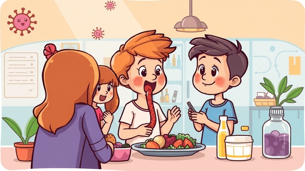 장염의 다양한 원인 (cartoon 스타일)