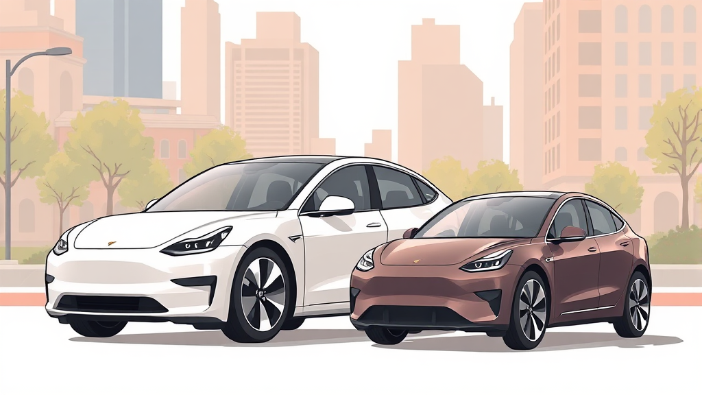 모델3 vs 모델Y: 핵심 차이 비교 (illustration 스타일)