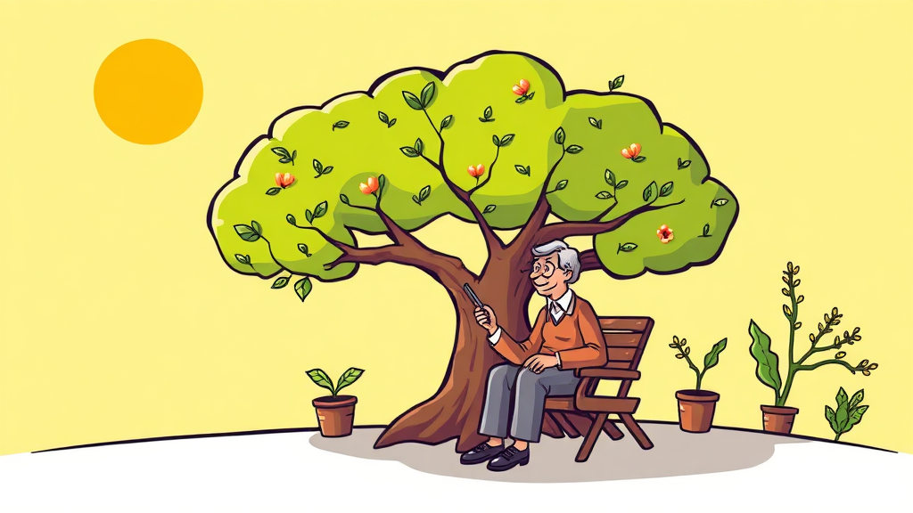 퇴직연금, 똑똑하게 관리하는 투자 전략 (cartoon 스타일)