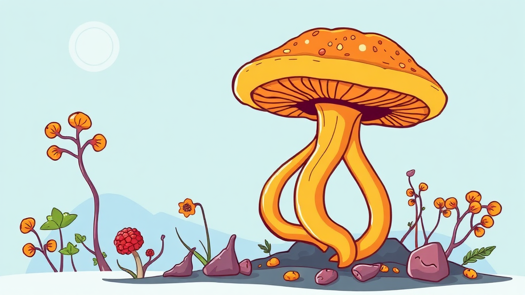 동충하초 관련 최신 정보 및 연구 동향 (cartoon 스타일)