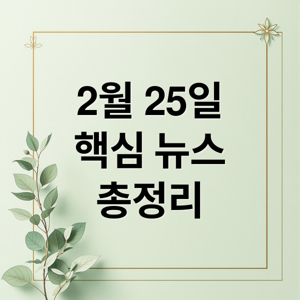 2월 25일
핵심 뉴스
총정리 (오늘의 이슈 2월25일)