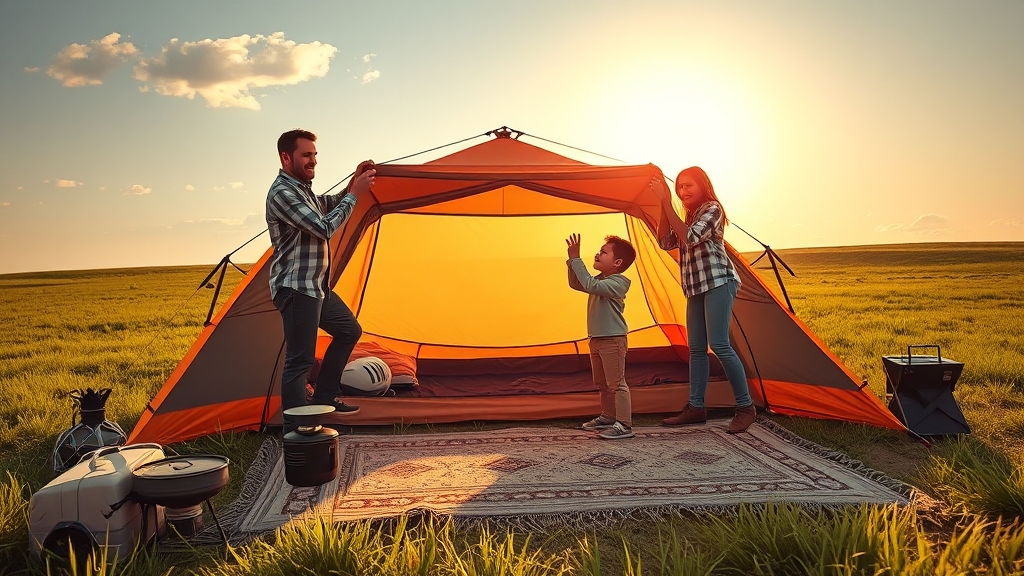 에어텐트 장점: 간편함과 넓은 공간 (realistic 스타일)