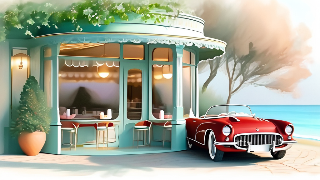 시간을 달리는 추억, 용인 백암면 클래식카 카페 (watercolor 스타일)