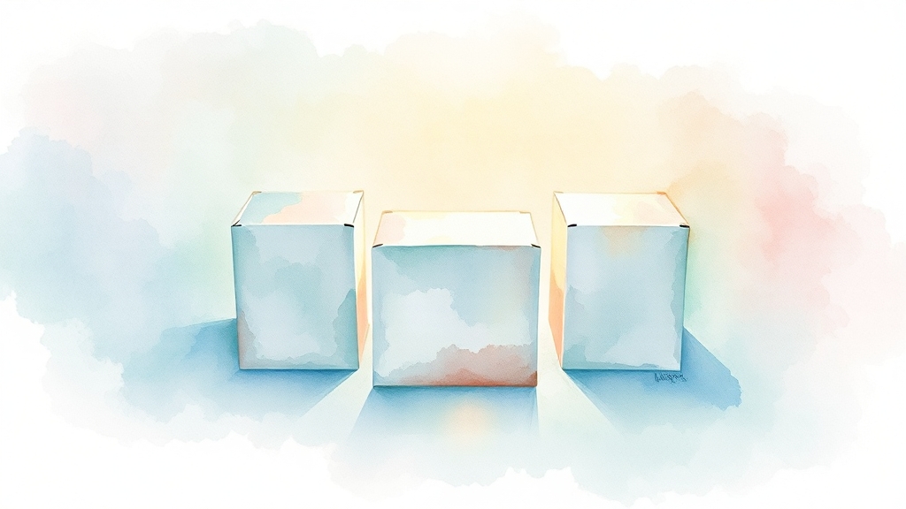 택배 포장 방법 최적화 (watercolor 스타일)