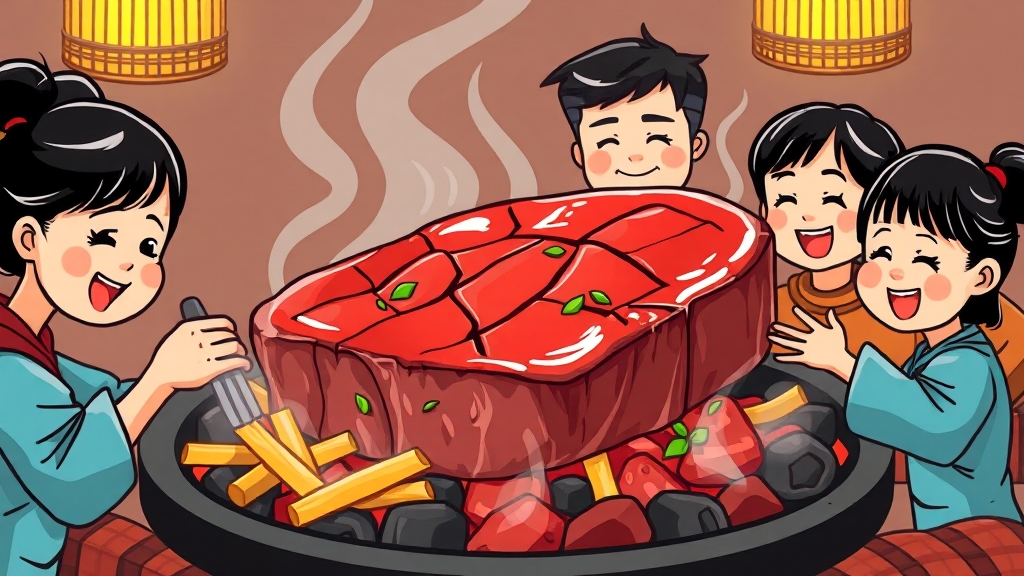 한우 부위별 추천 및 활용법 (cartoon 스타일)