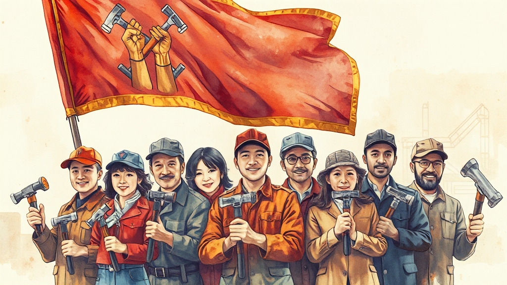 노동조합, 어떻게 발전해 왔을까요? (watercolor 스타일)