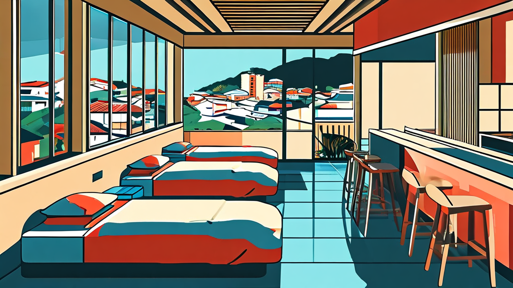 벳푸 리사나 온천 숙소 부대시설 및 서비스 탐구 (illustration 스타일)