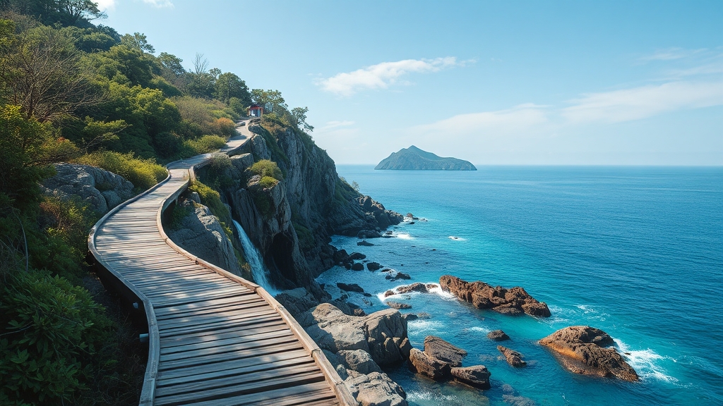 울릉도 필수 코스 (realistic 스타일)