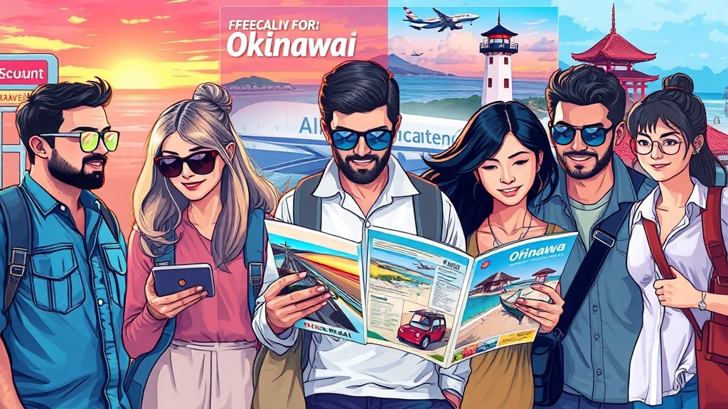 오키나와 항공권 구매 추천 사이트 (illustration 스타일)