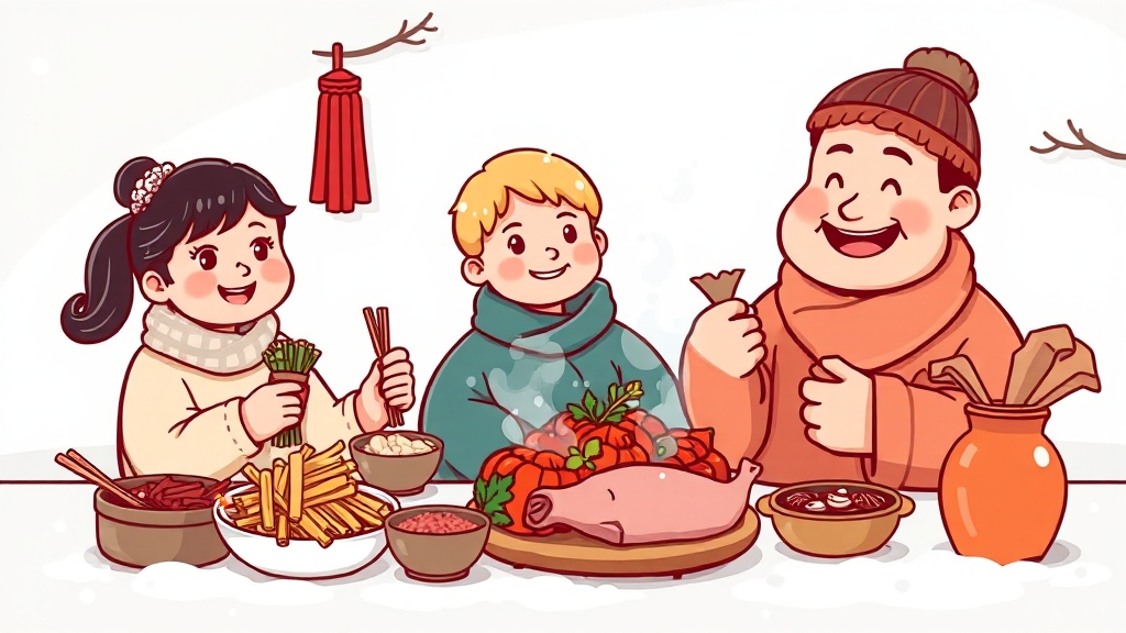 김장 후 보관 및 활용 팁 (cartoon 스타일)