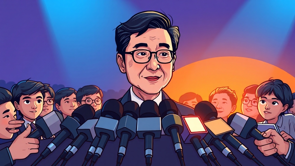 기자회견 질의응답 및 소통 방식 (cartoon 스타일)