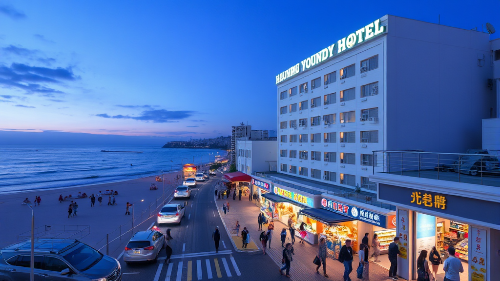 해운대 영무파라드 호텔 위치 (realistic 스타일)