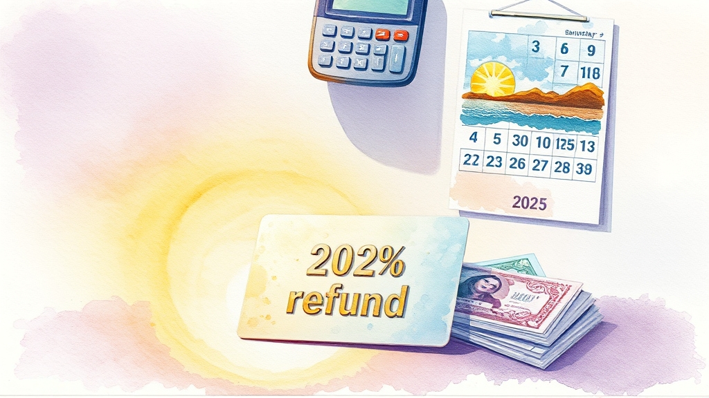 환급액 계산 및 지급 (watercolor 스타일)