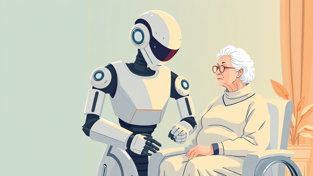 돌봄로봇 기술 발전 현황과 미래 전망 (illustration 스타일)