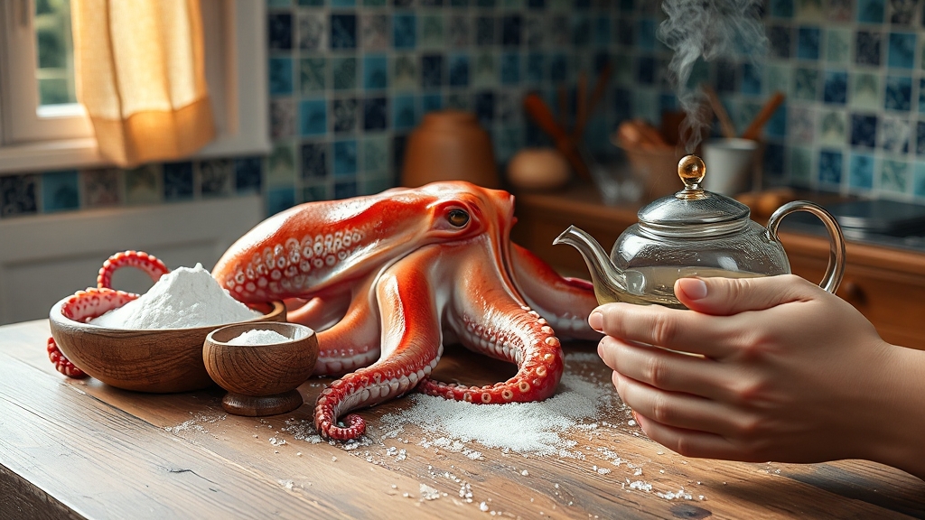 낙지 손질 및 보관 방법 (realistic 스타일)