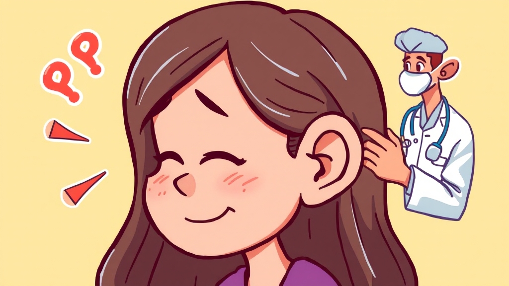 귀 건강 문제 발생 시 병원 방문 (cartoon 스타일)