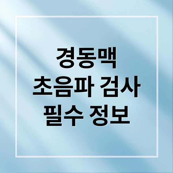 경동맥 초음파 검사 필수 정보