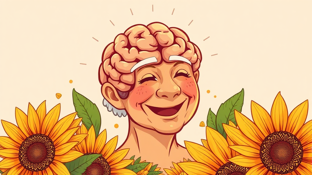 치매 예방 식습관과 해바라기씨 역할 (illustration 스타일)