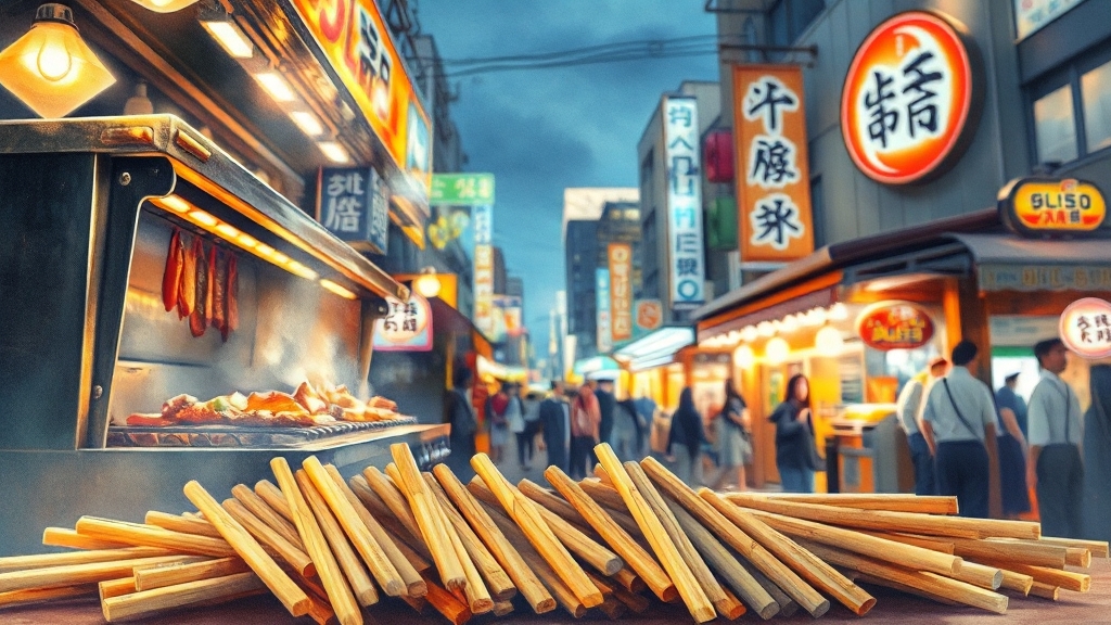 오사카 야간 먹거리 투어 코스 (watercolor 스타일)