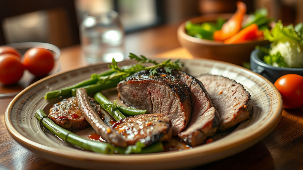 소고기, 돼지고기 부위별 섭취 가이드 (realistic 스타일)