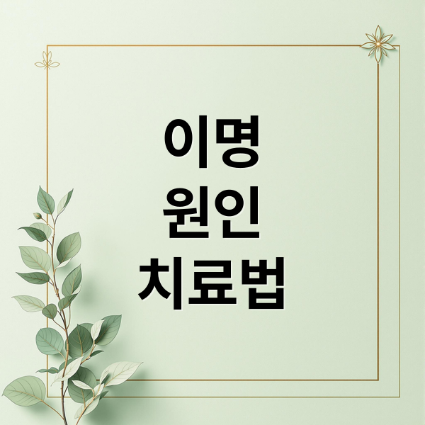 이명
원인
치료법 (귀 이명 원인)