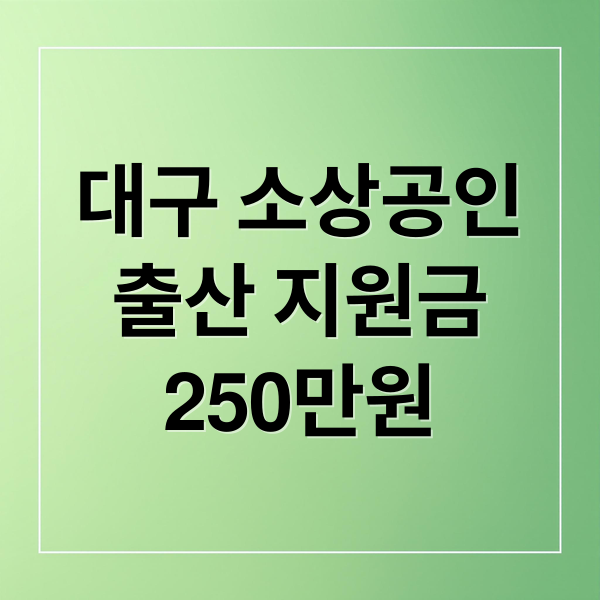 대구 소상공인
출산 지원금
250만원 (대구 소상공인 출산 양육 행복플러스)