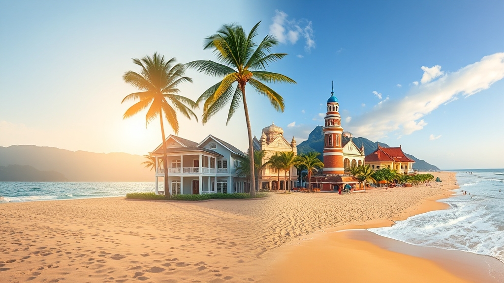 푸꾸억 vs 다른 도시: 어디가 좋을까? (realistic 스타일)