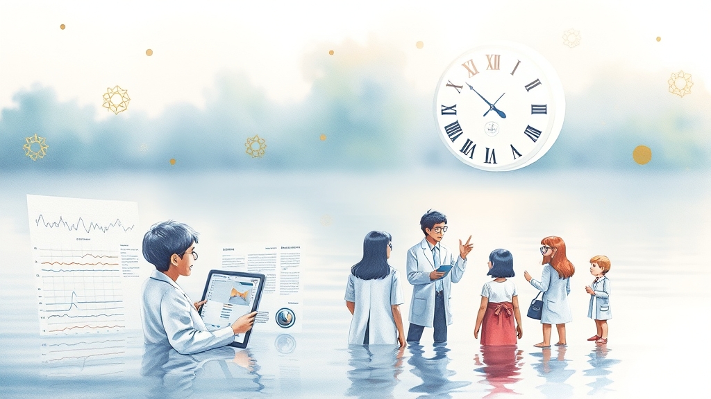진단 검사 및 평가 (watercolor 스타일)