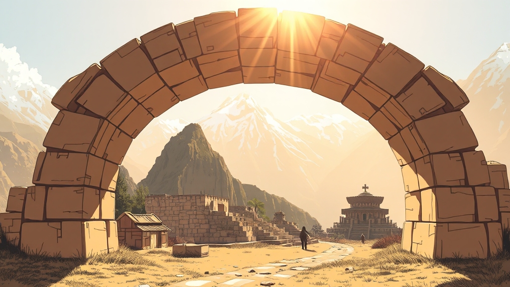 건축적 특징과 잉카 문명 (illustration 스타일)