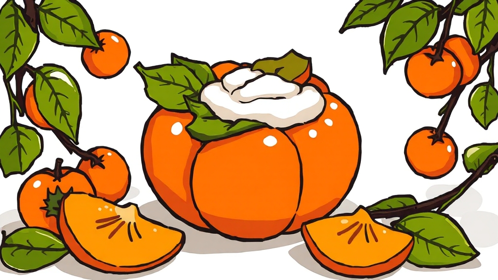 단감 활용 요리 레시피 (cartoon 스타일)