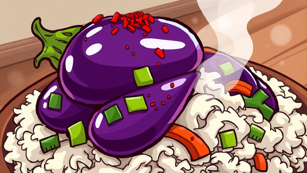 맛있는 가지볶음 만들기 (cartoon 스타일)