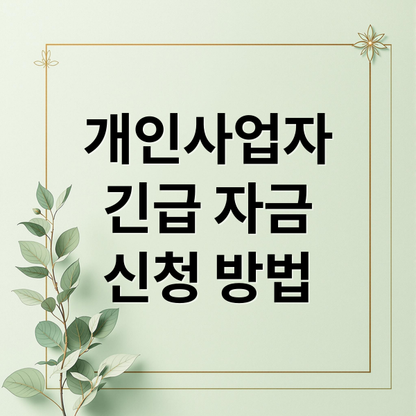개인사업자
긴급 자금
신청 방법 (개인 사업자 대출 긴급경영안정자금)