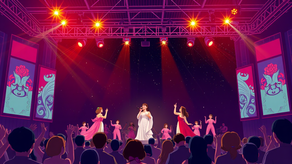 전국을 휩쓰는 감동의 무대: 미스트롯4 콘서트 일정 (illustration 스타일)